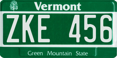 VT license plate ZKE456