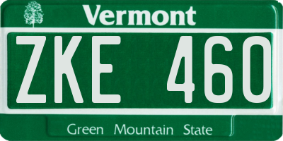 VT license plate ZKE460