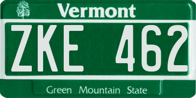 VT license plate ZKE462
