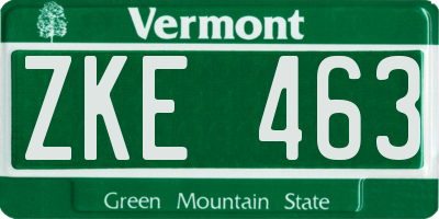 VT license plate ZKE463