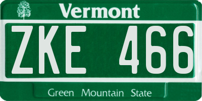 VT license plate ZKE466