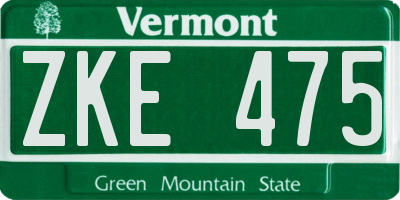 VT license plate ZKE475