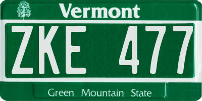 VT license plate ZKE477