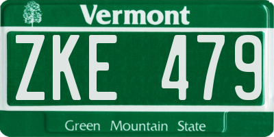 VT license plate ZKE479