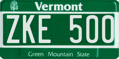 VT license plate ZKE500