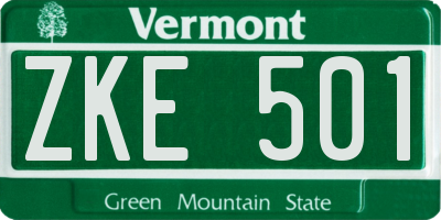 VT license plate ZKE501