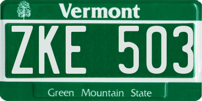 VT license plate ZKE503