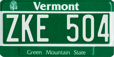 VT license plate ZKE504