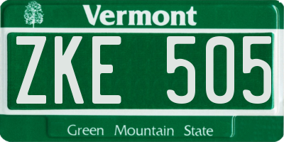 VT license plate ZKE505