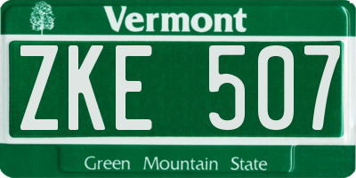 VT license plate ZKE507