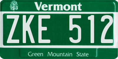 VT license plate ZKE512