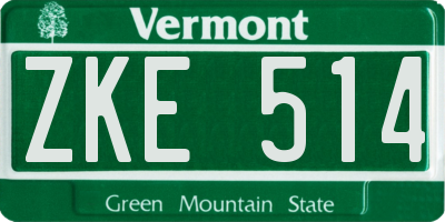 VT license plate ZKE514