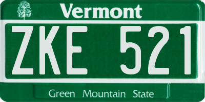VT license plate ZKE521