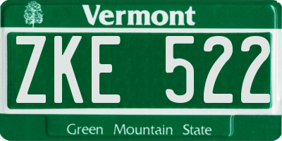 VT license plate ZKE522