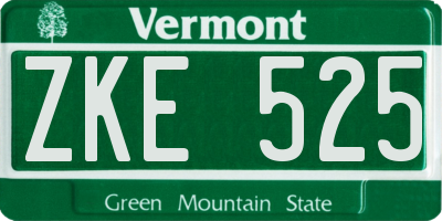 VT license plate ZKE525