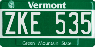 VT license plate ZKE535