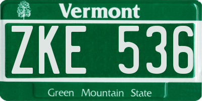 VT license plate ZKE536