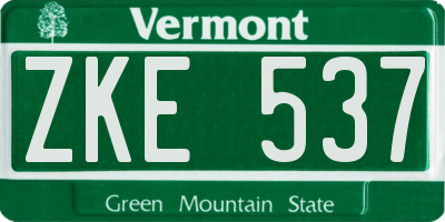 VT license plate ZKE537