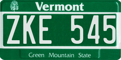 VT license plate ZKE545