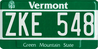 VT license plate ZKE548