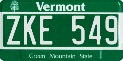 VT license plate ZKE549
