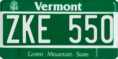 VT license plate ZKE550