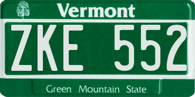 VT license plate ZKE552