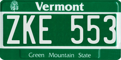 VT license plate ZKE553
