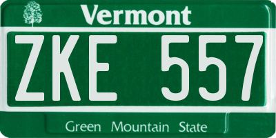 VT license plate ZKE557