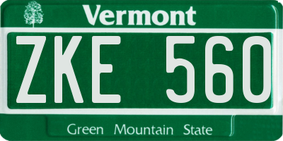 VT license plate ZKE560