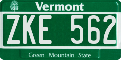 VT license plate ZKE562
