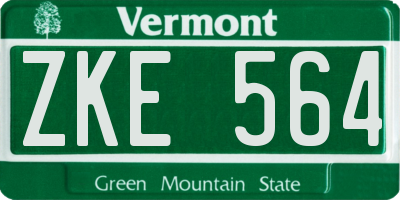 VT license plate ZKE564