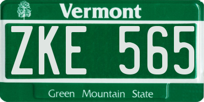 VT license plate ZKE565
