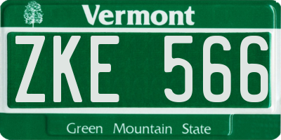 VT license plate ZKE566