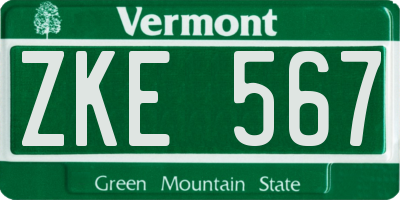 VT license plate ZKE567