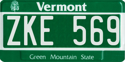 VT license plate ZKE569