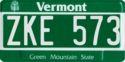 VT license plate ZKE573