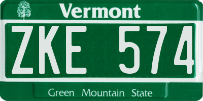 VT license plate ZKE574