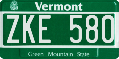VT license plate ZKE580
