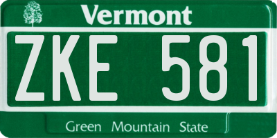 VT license plate ZKE581