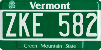 VT license plate ZKE582