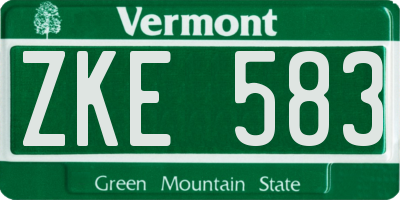 VT license plate ZKE583