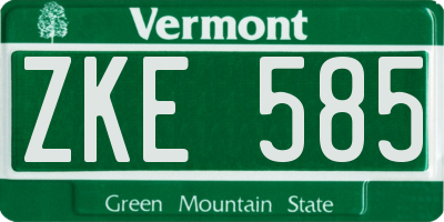 VT license plate ZKE585