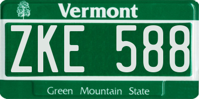 VT license plate ZKE588