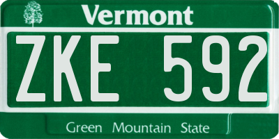 VT license plate ZKE592