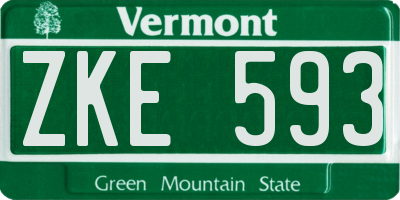 VT license plate ZKE593