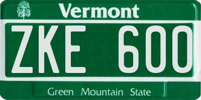 VT license plate ZKE600