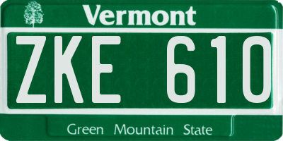 VT license plate ZKE610