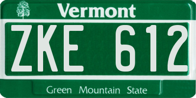VT license plate ZKE612