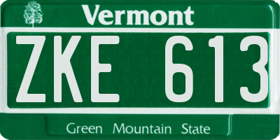 VT license plate ZKE613
